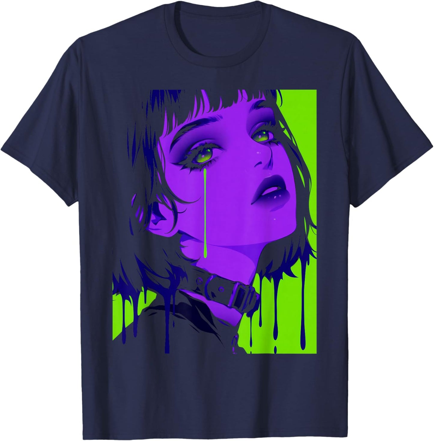 Cybergoth Cybercore Grunge Punk Goth Girl Alt Anime Manga T-Shirt - T-Shirt | Navy