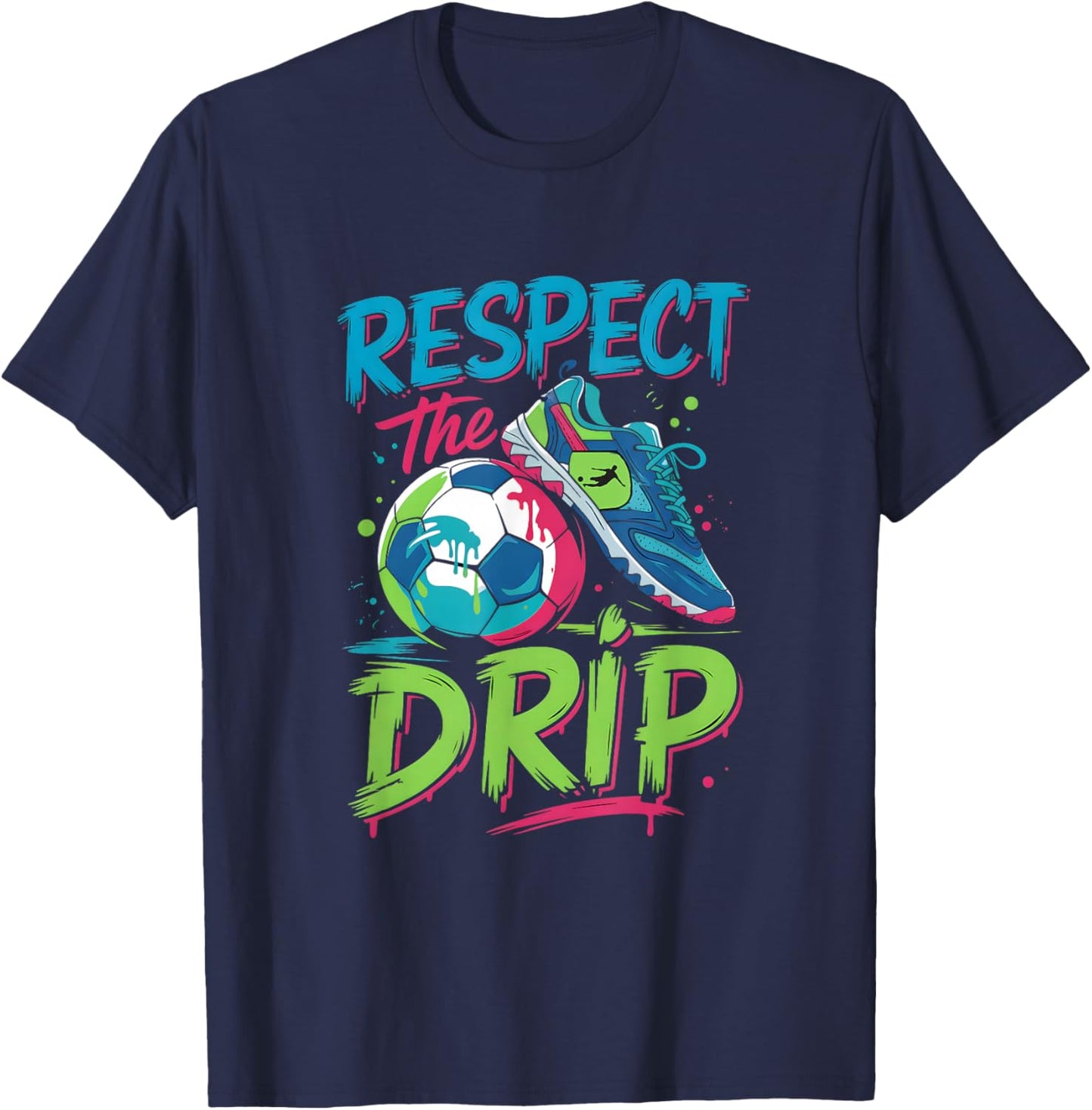 Soccer Drip Melting Ice Cream Respect The Drip Boys T-Shirt - T-Shirt | Navy