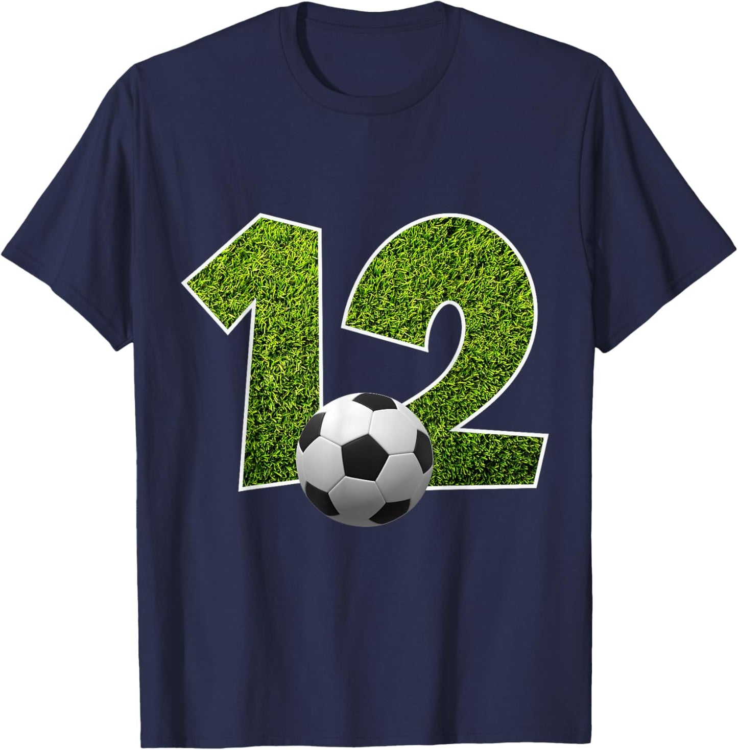 Number 12 Years Soccer 12TH Birthday T-Shirt - T-Shirt | Navy