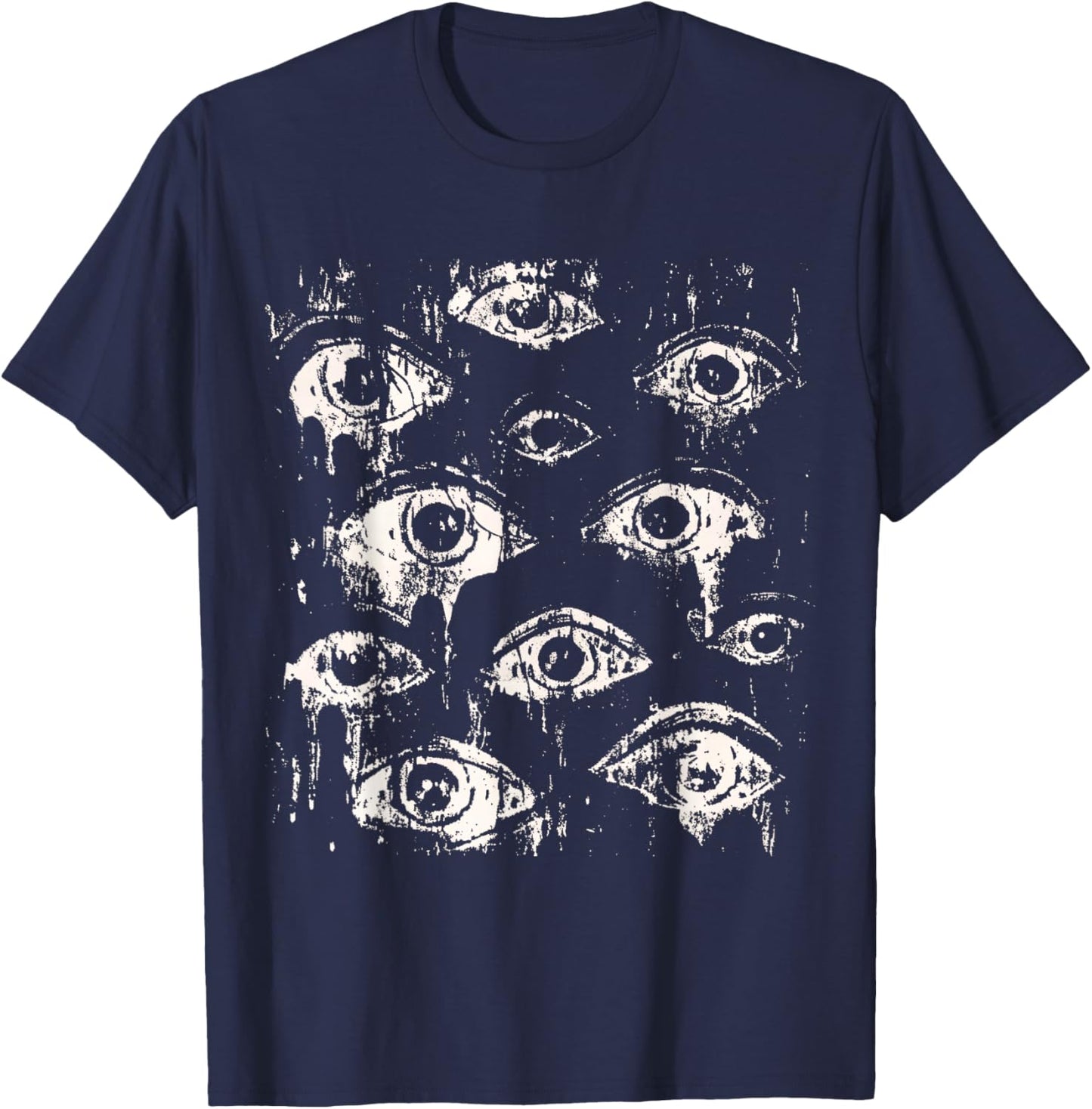 Eyes Eyeballs Weird Goth Grunge Alt Y2K Strange Aesthetic T-Shirt - T-Shirt | Navy