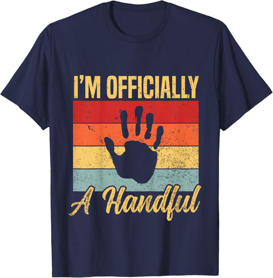 I'm Officially A Handful Five Cute 5th Birthday Turning 5 T-Shirt - T-Shirt | Navy
