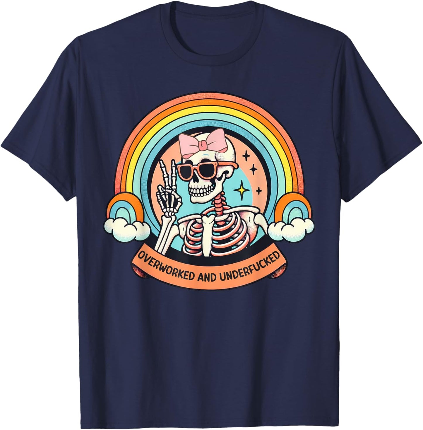 Overworked And Underfucked T-Shirt - T-Shirt | Navy