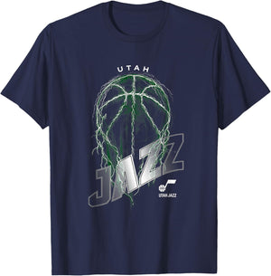 NBA Utah Jazz Lightning Bolt Basketball Logo T-Shirt - T-Shirt | Navy