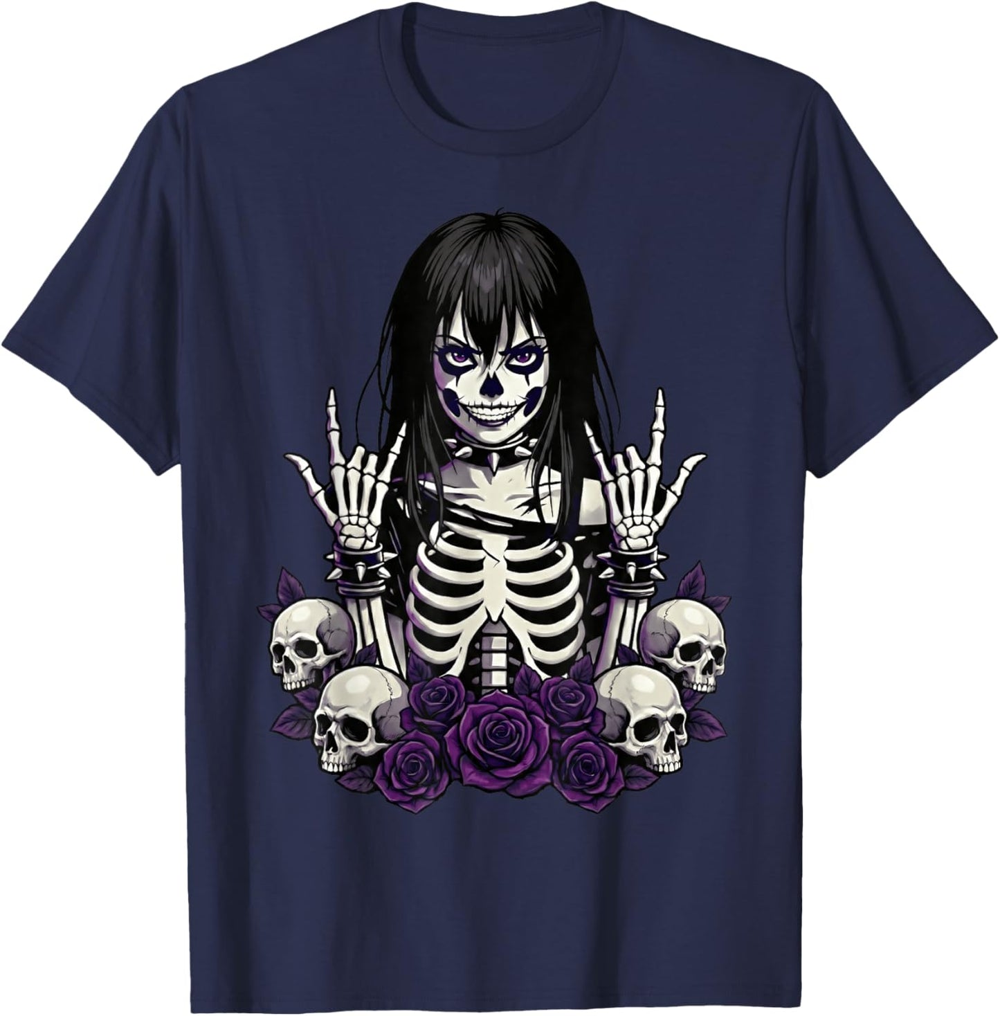 Scary Goth Girl, Emo Punk Girl, Horror Grunge Aesthetics Art T-Shirt - T-Shirt | Navy