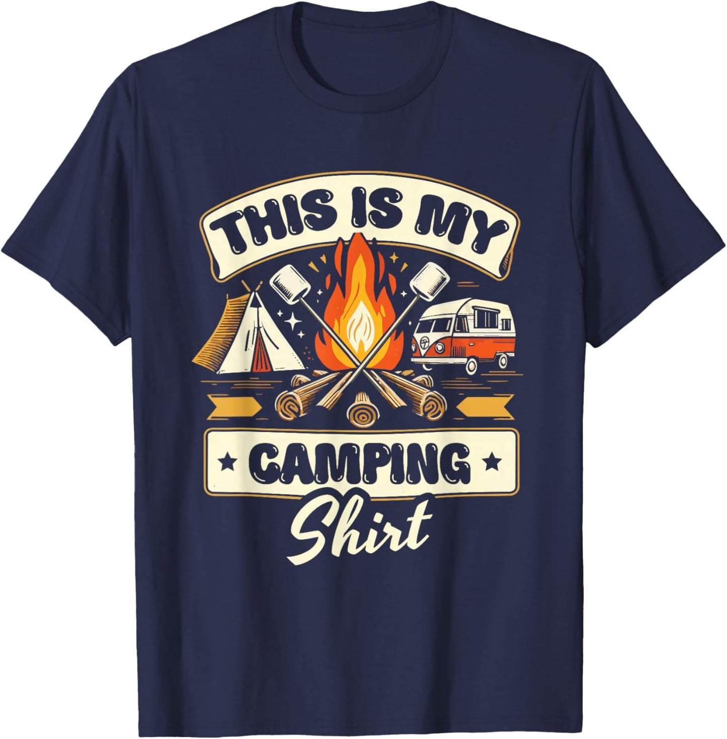Funny Glamping Camping Lover Design T-Shirt - T-Shirt | Navy