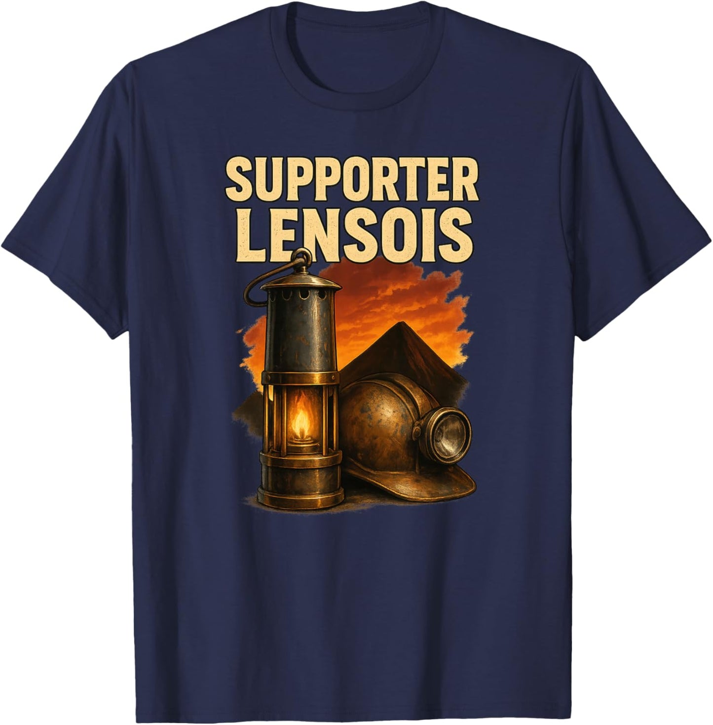 Supporter Lensois - Casque de Mineur et Terrils de Lens Haut de Gamme T-Shirt - T-Shirt | Navy