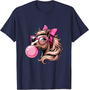 Horse Bubblegum Horse Girl Horseback T-Shirt - T-Shirt | Navy