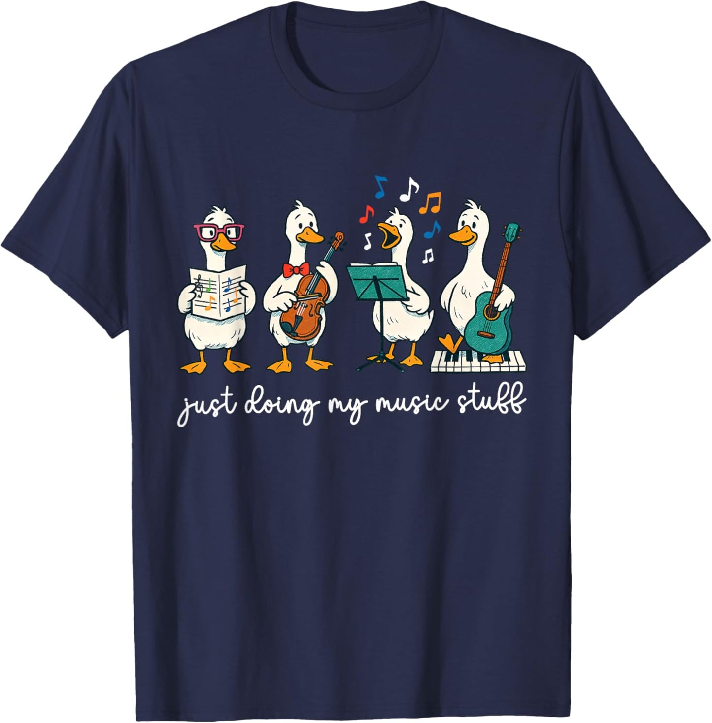 Silly Goose Musician Cute Band Music Teacher Choir Chorister T-Shirt - T-Shirt | Navy