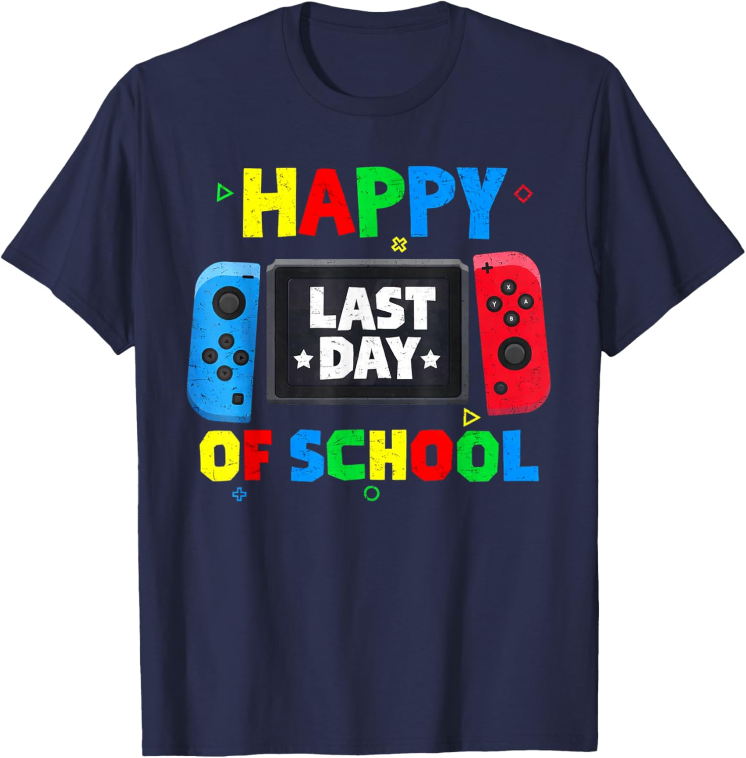 Happy Last Day of School Funny Game Controller Gamer Boys T-Shirt - T-Shirt | Navy