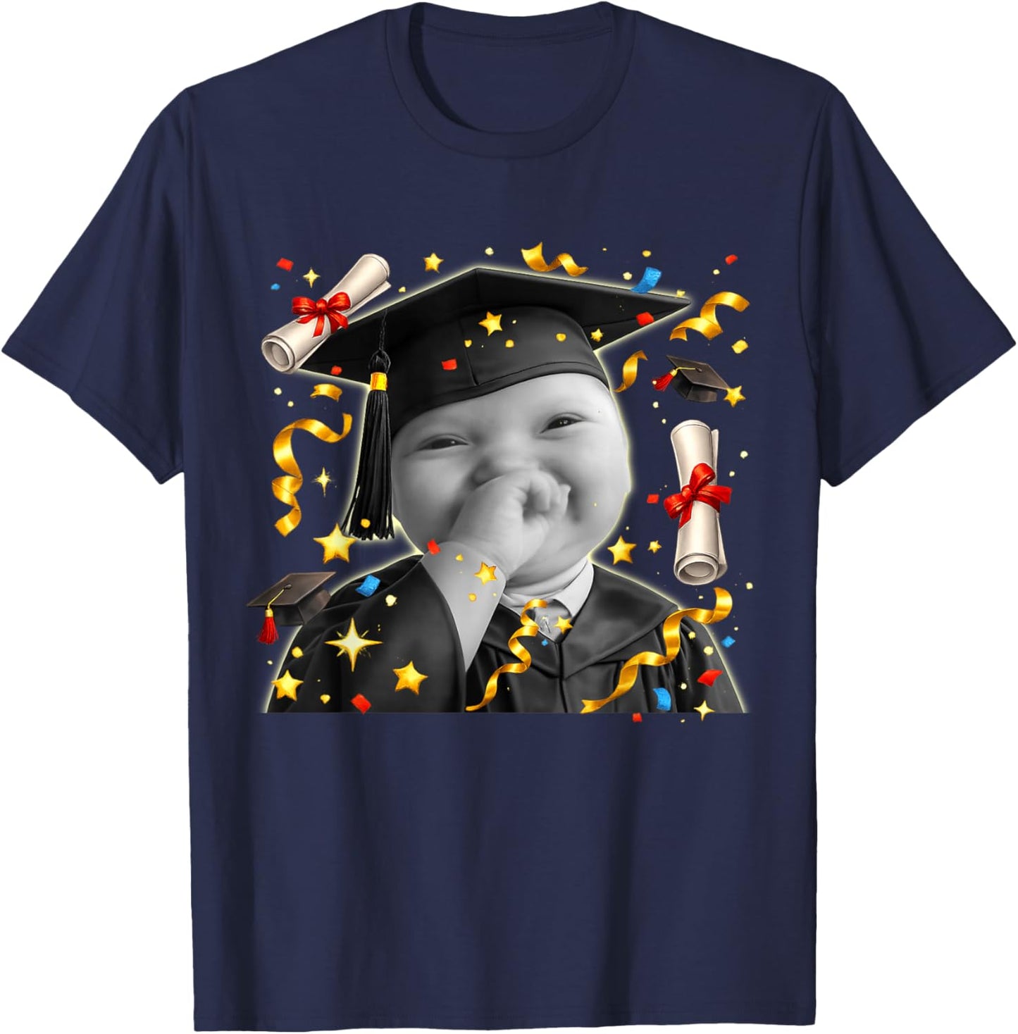 Funny Niche Ai Baby Meme Class of 2026 Graduation T-Shirt - T-Shirt | Navy