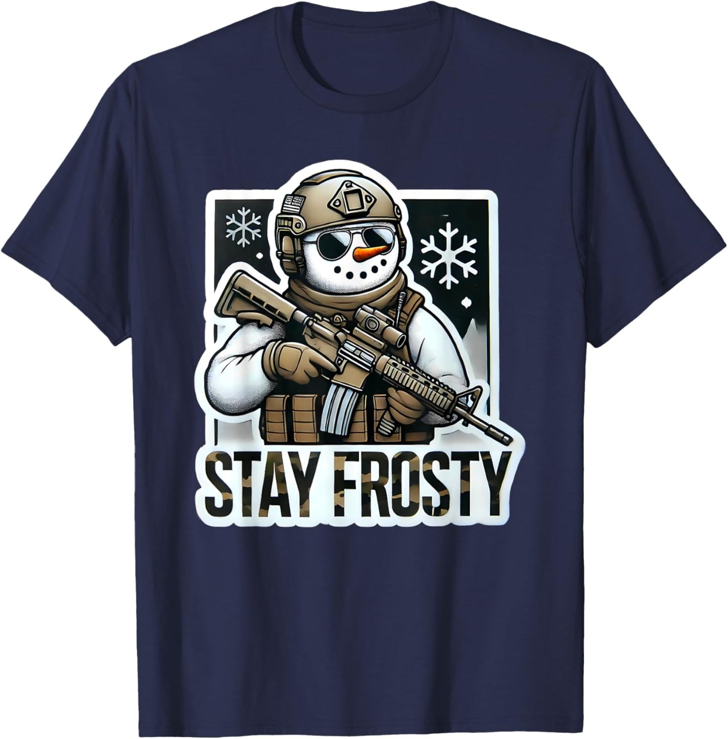 Funny Range Safty Military Law Enforcement Gun Range Snowman T-Shirt - T-Shirt | Navy