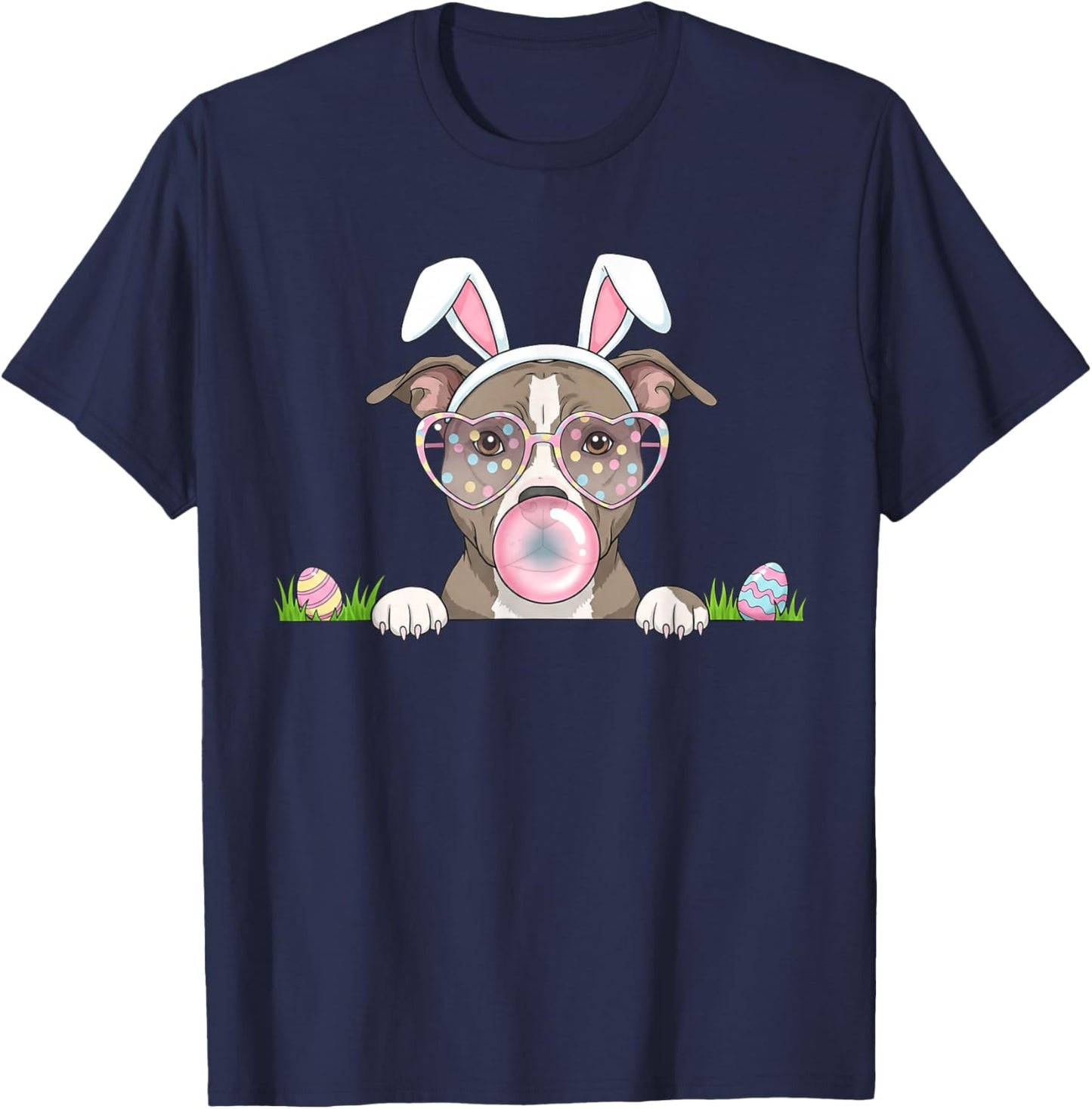 Pitbull Bunny Bubble Gum Easter Day Kids T-Shirt - T-Shirt | Navy