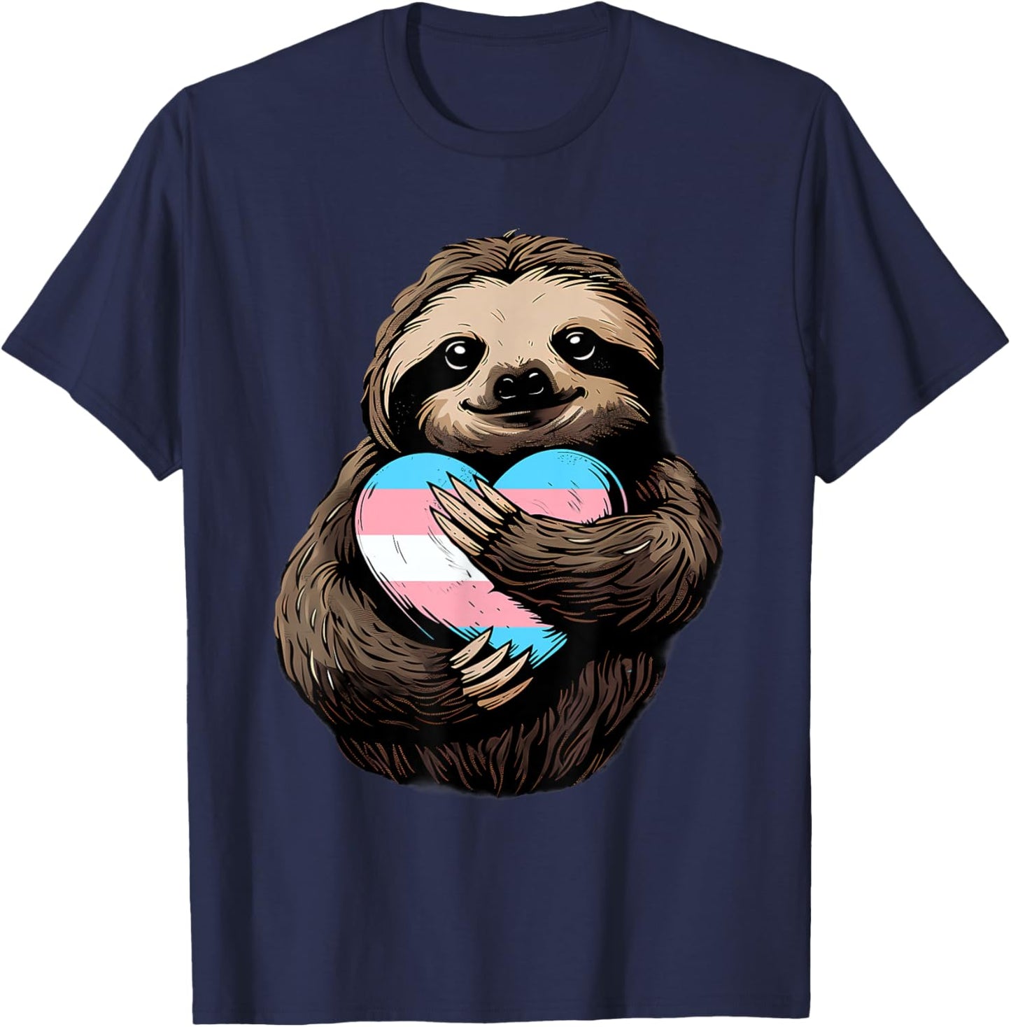 Transgender Sloth Heart Transsexuality LGBT Transsexual Flag T-Shirt - T-Shirt | Navy
