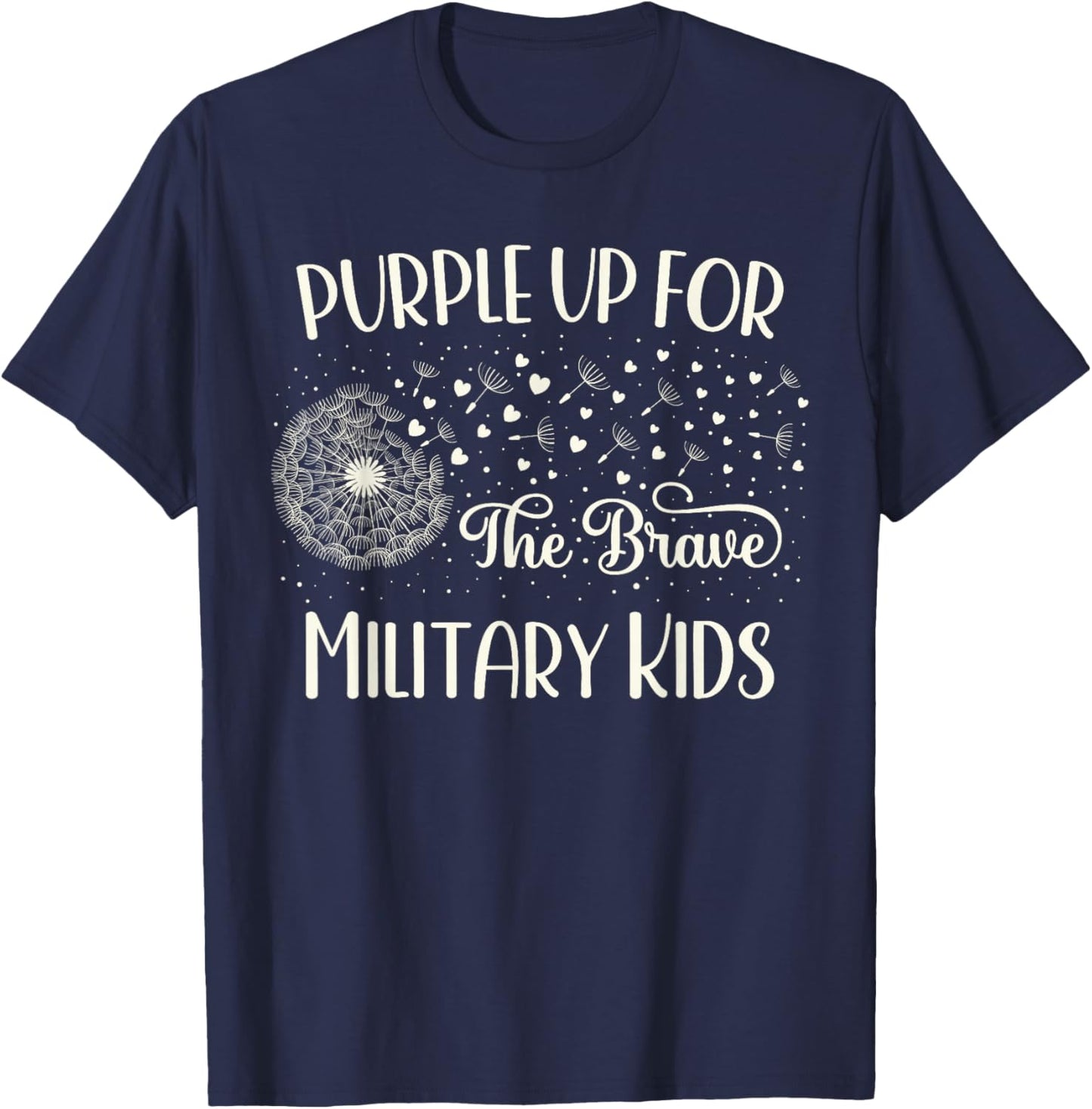 Military Child Month Shirt Dandelion Military Kids Purple Up T-Shirt - T-Shirt | Navy