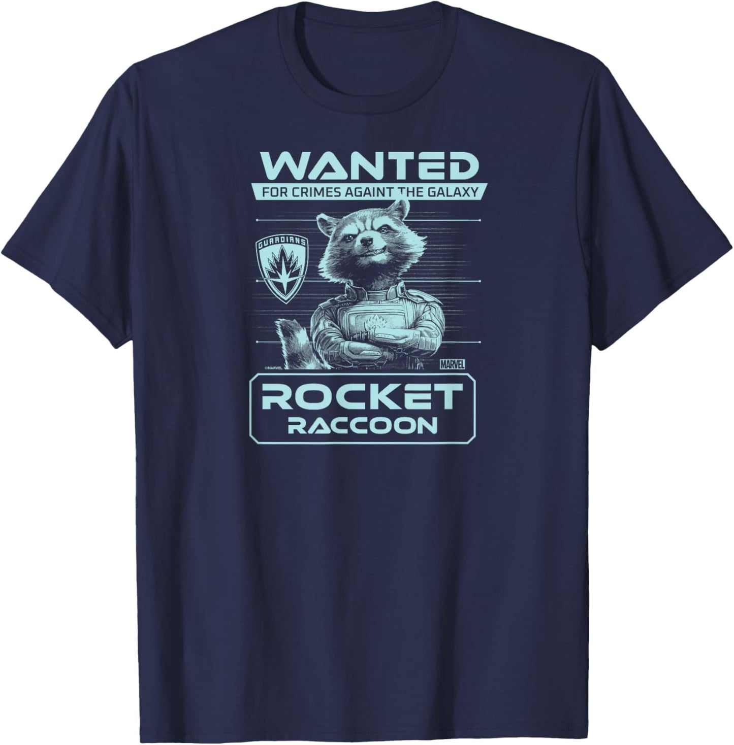 Guardians of The Galaxy - Rocket Raccoon Wanted Poster T-Shirt - T-Shirt | Navy