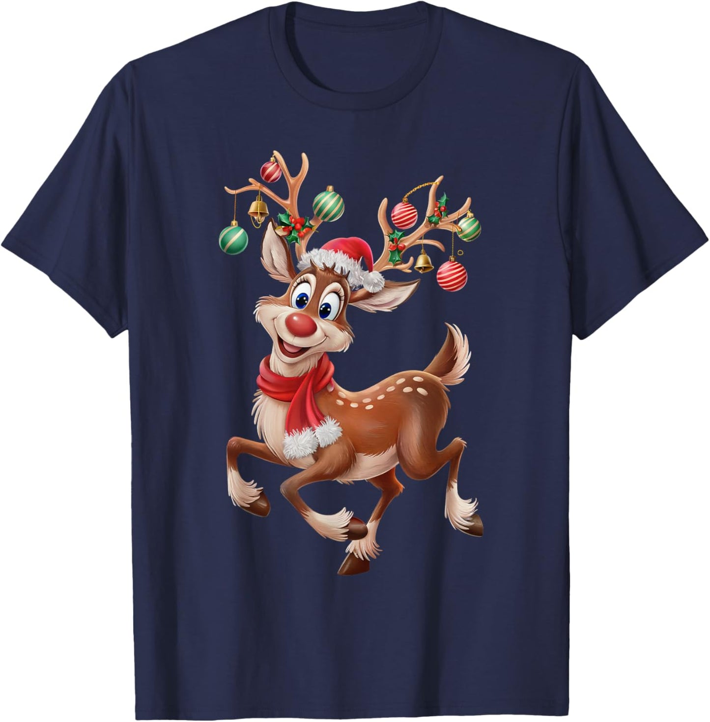 funny Rudolph The Red Nose Reindeer For Kids & Christmas boy T-Shirt - T-Shirt | Navy