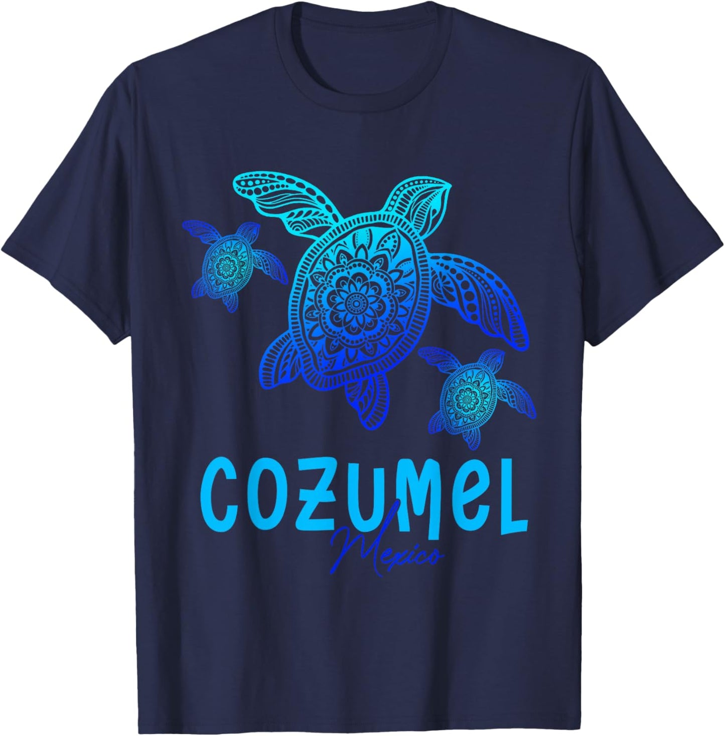 Tribal Sea Turtle Cozumel Mexico Vacation T-Shirt - T-Shirt | Navy