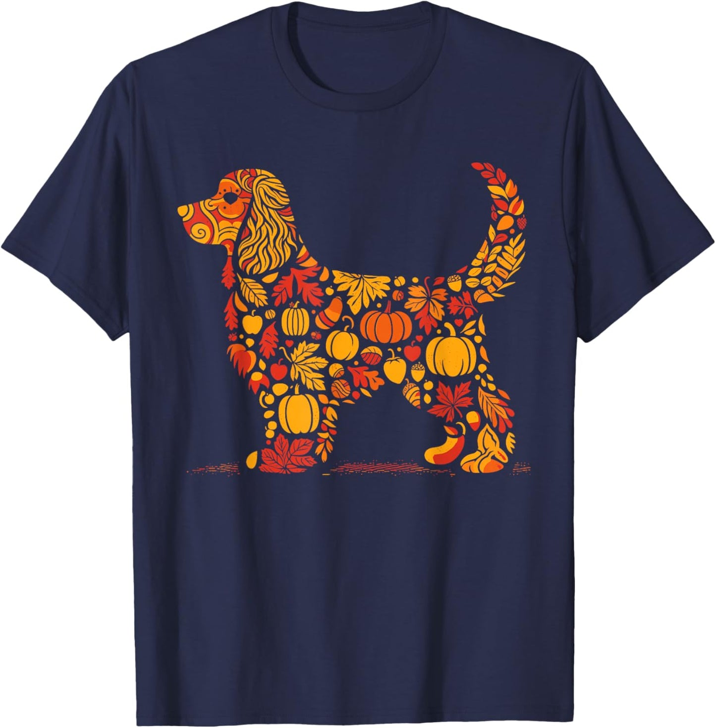Autumn Pumpkin Cocker Spaniel Thanksgiving Kids T-Shirt - T-Shirt | Navy