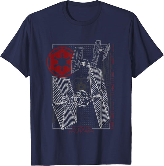 Star Wars Classic TIE Fighter Blueprint T-Shirt - T-Shirt | Navy