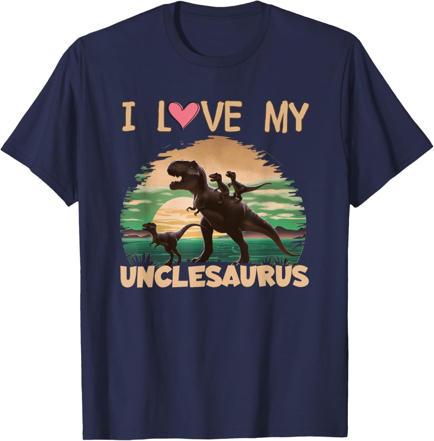 I love my Unclesaurus Uncle Dinosaur Niece Nephew T-Shirt - T-Shirt | Navy