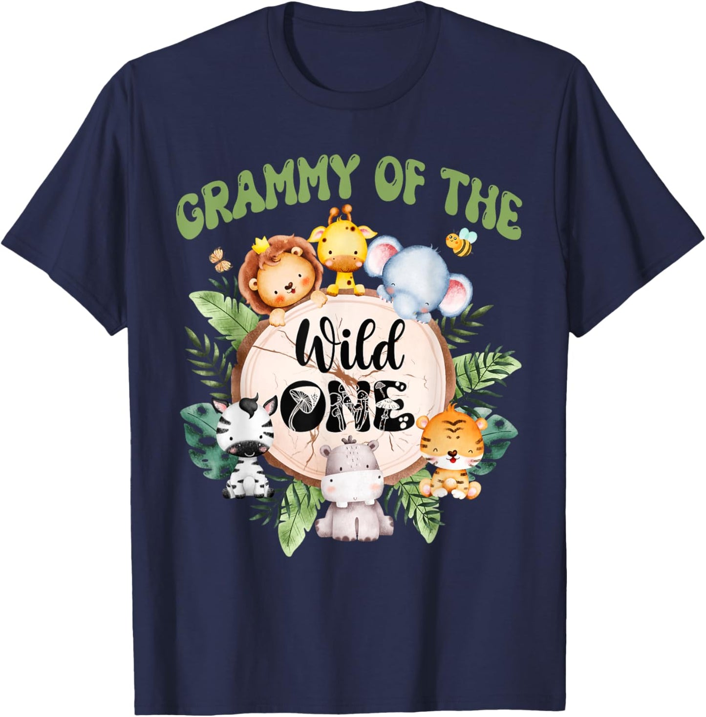 Grammy Of The Wild One 1st Birthday Safari Family Matching T-Shirt - T-Shirt | Navy