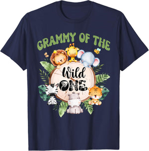 Grammy Of The Wild One 1st Birthday Safari Family Matching T-Shirt - T-Shirt | Navy