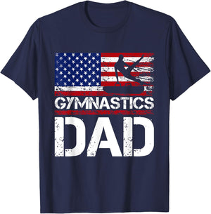 Vintage Gymnastics Dad American Flag USA father 4th of july Men T-Shirt - T-Shirt | Navy