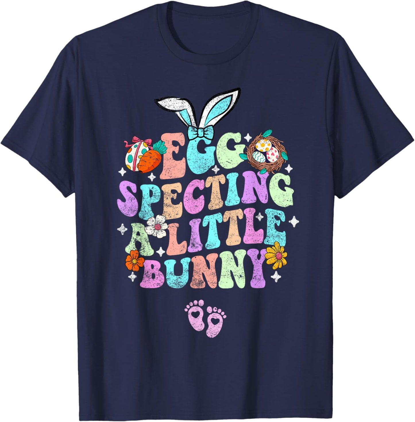 Egg Specting A Little Bunny Easter Pregnancy Announcement T-Shirt - T-Shirt | Navy