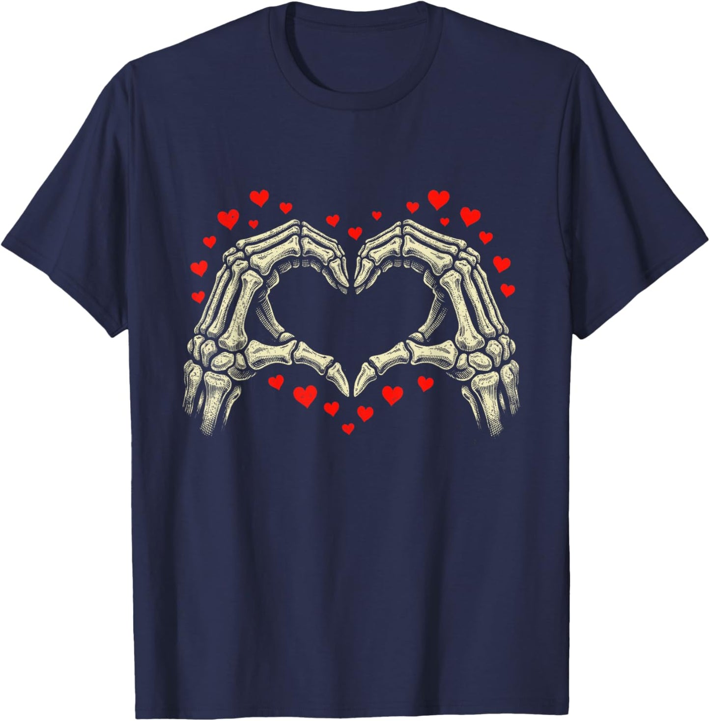 Skeleton Hand Heart Valentines Day for Teens Boys Girls Kids T-Shirt - T-Shirt | Navy