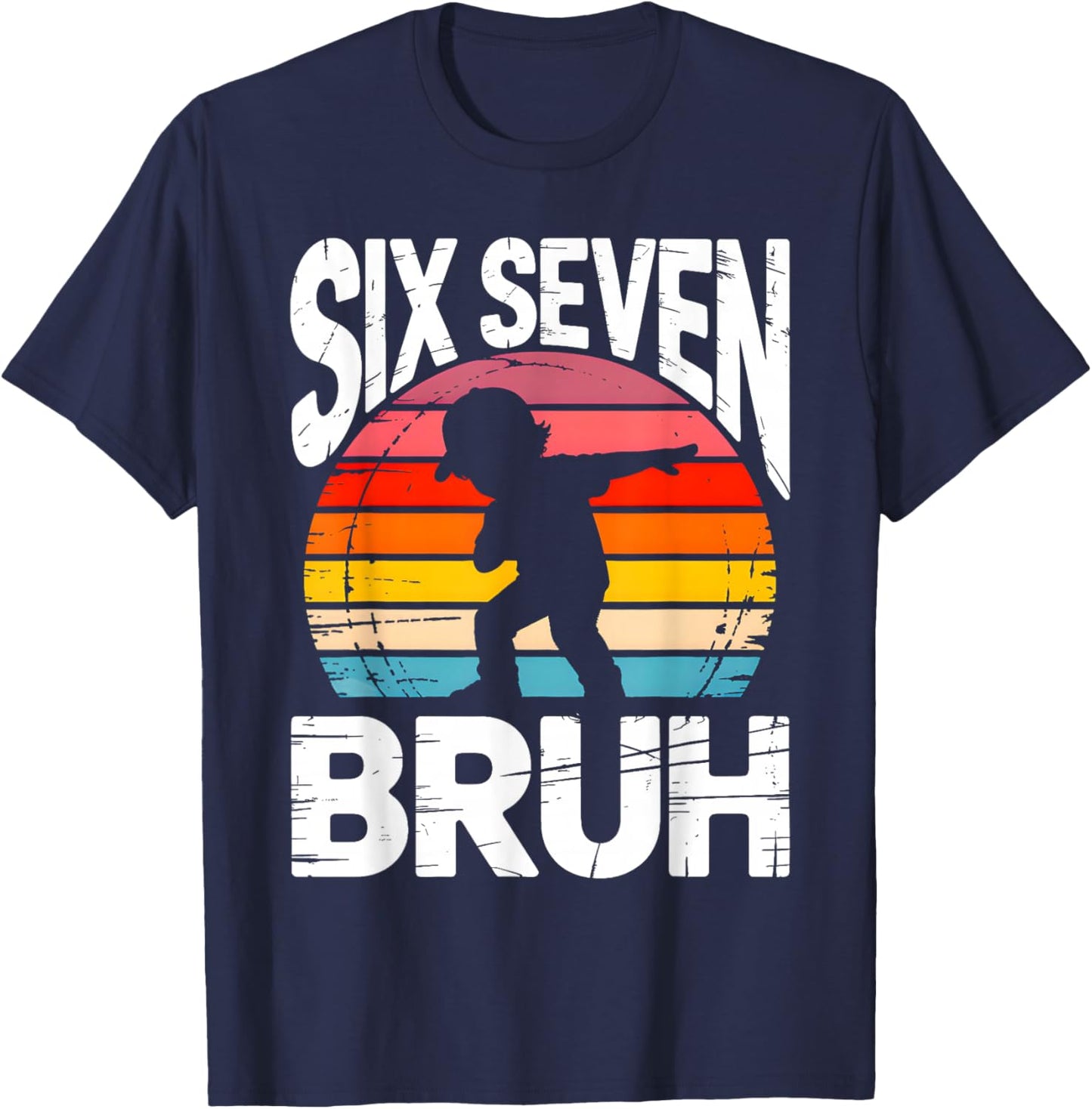 Six Seven Bruh Dab Funny 67 Costume 6 7 Meme Kids Youth Boys T-Shirt - T-Shirt | Navy