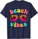 Beach Vibes Summer Sunglasses Retro Cute Girl Women Kid T-Shirt - T-Shirt | Navy