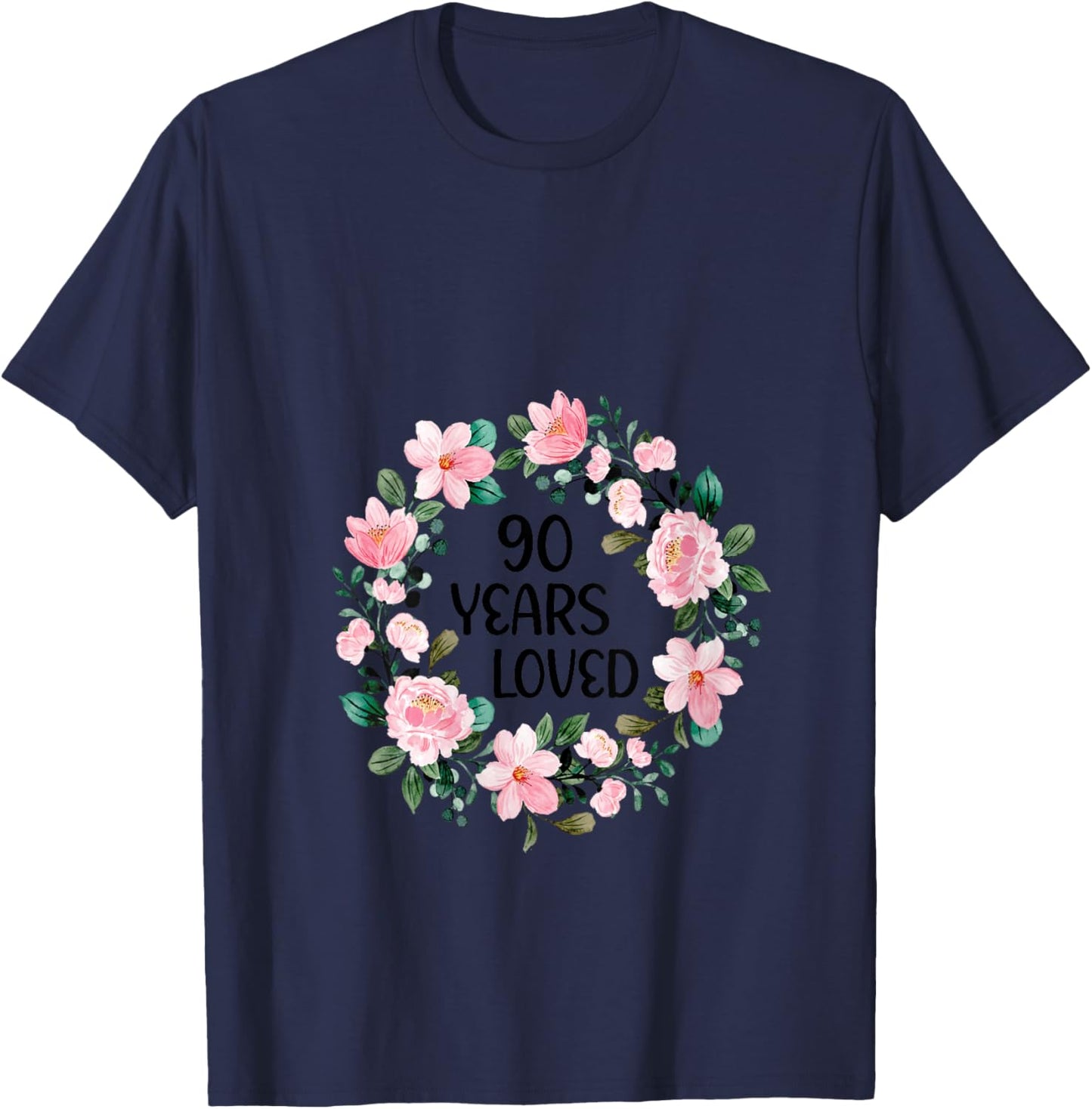 90 Years Loved Women Men 90 Years Old Cool 90th Birthday V-Neck T-Shirt - T-Shirt | Navy