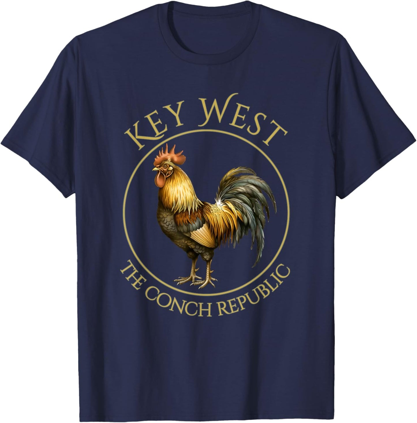 Vintage Rooster Key West Florida Vacation T-Shirt - T-Shirt | Navy