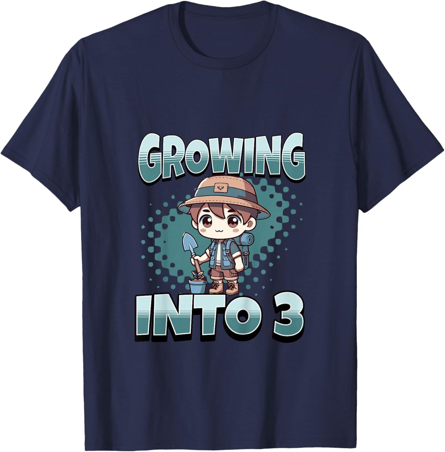 Kids Gardening Growing Into 3 Year Old 3rd Birthday Boy T-Shirt - T-Shirt | Navy