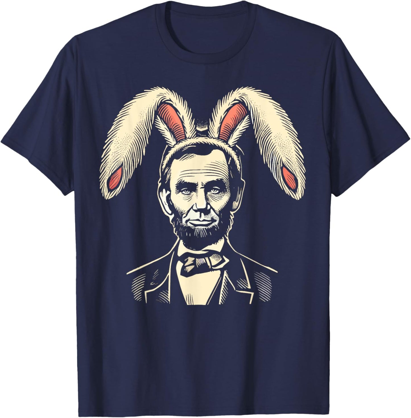 Men Women Vintage Easter Bunny Costume Abraham Lincoln T-Shirt - T-Shirt | Navy