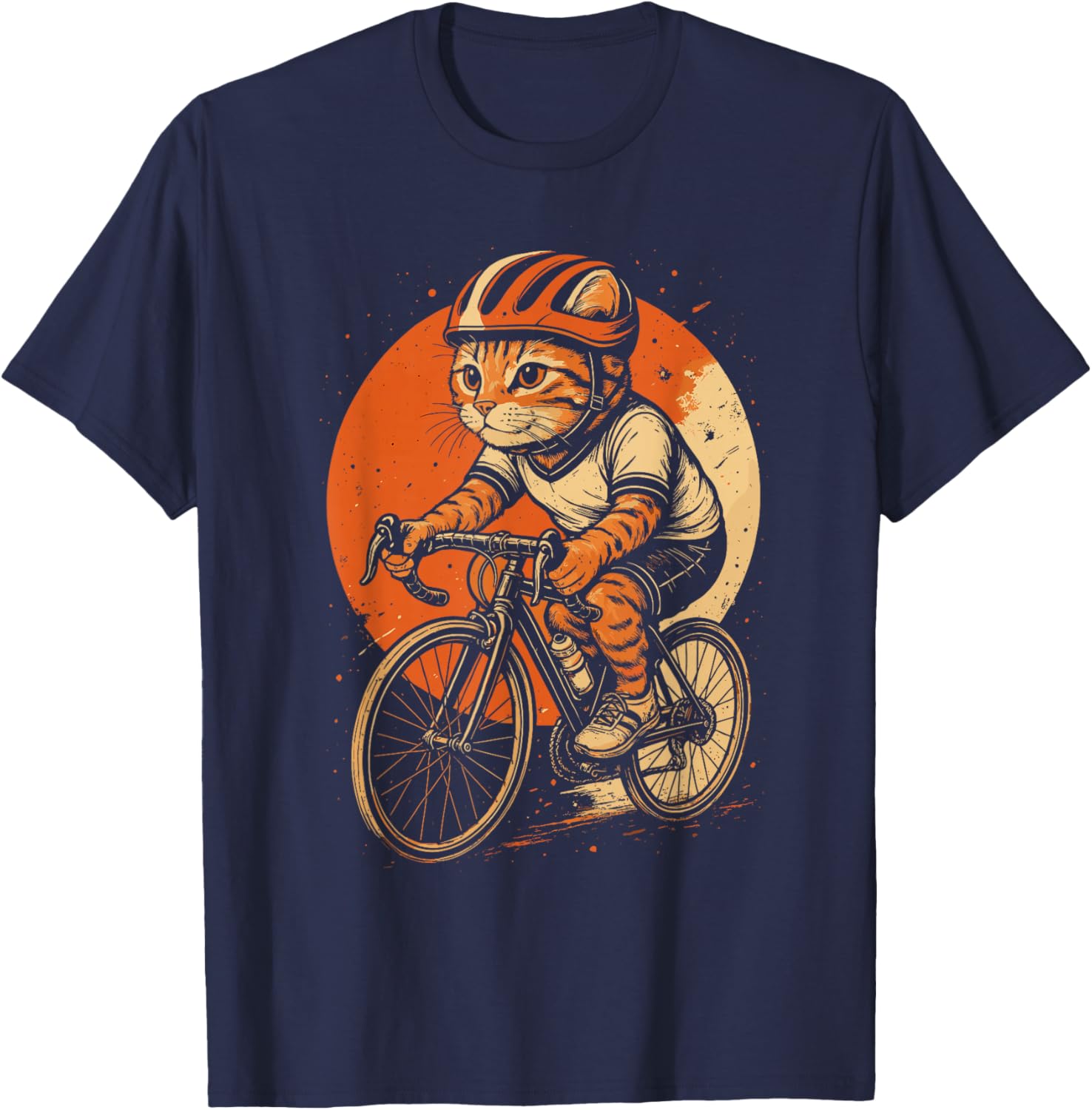 Funny Cat Cycling Retro Bike Rider Pet Bicycle Kawaii T-Shirt - T-Shirt | Navy