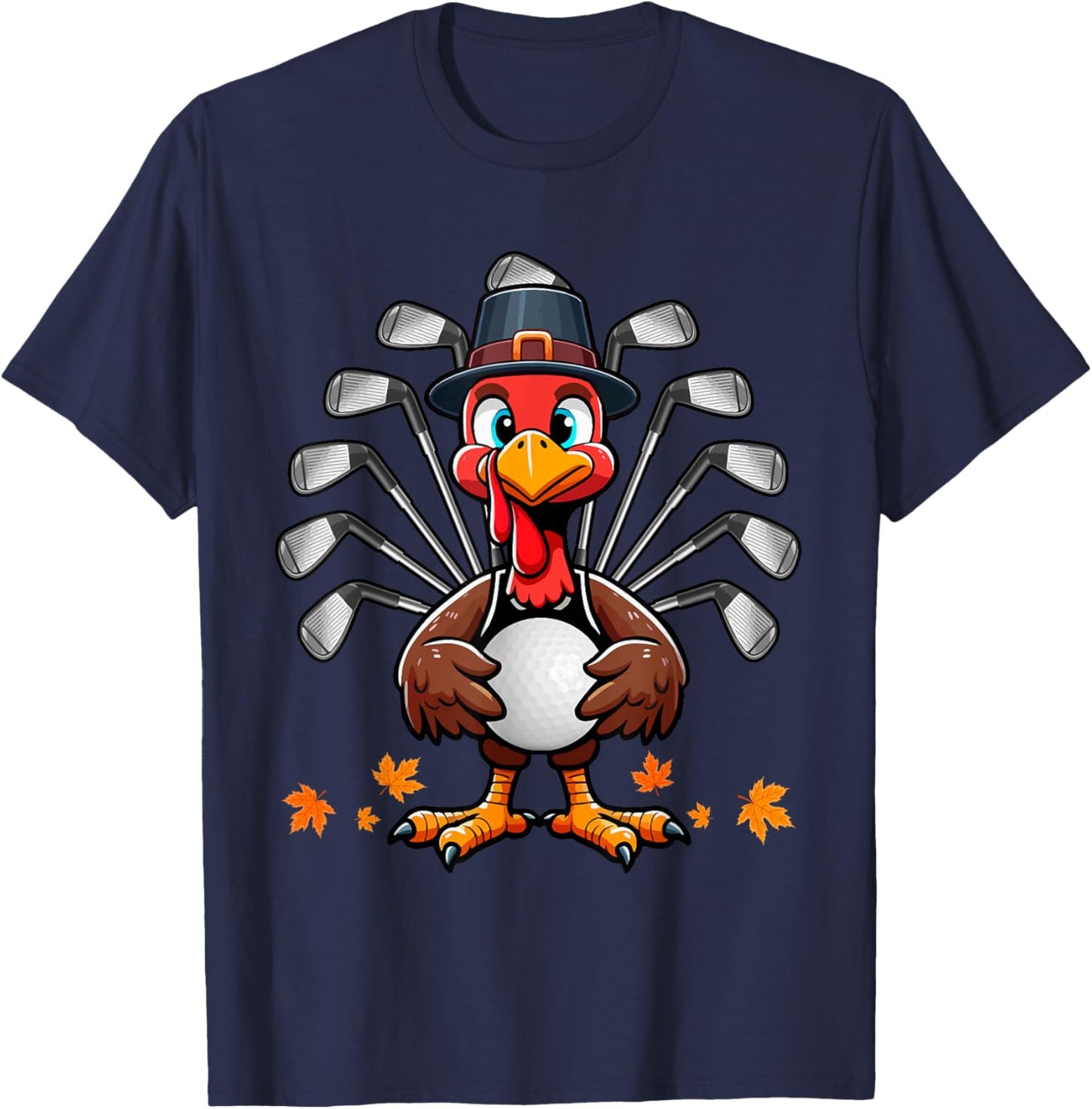 Golf Thanksgiving Costume Turkey Matching Player Lover T-Shirt - T-Shirt | Navy