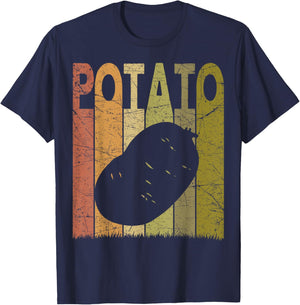 Farming Retro Potato Farming Designs. Potato Vintage - -Adults & Kids - Black - Small - Short Sleeve T-Shirt - T-Shirt | Navy