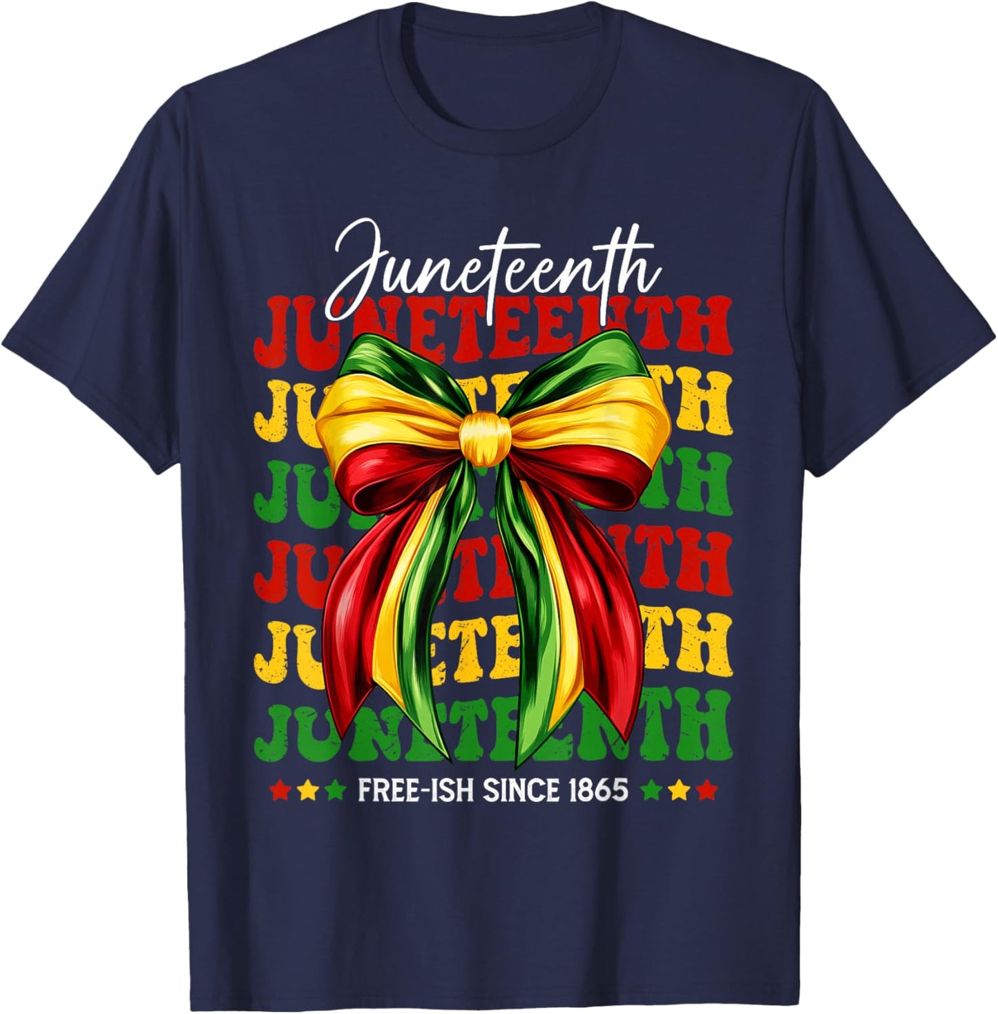 Juneteenth 1865 Black African June 19th Women Coquette Bow T-Shirt - T-Shirt | Navy