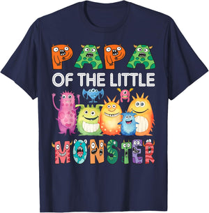 Papa Of The Little Monster Kids 1St Birthday Party T-Shirt - T-Shirt | Navy