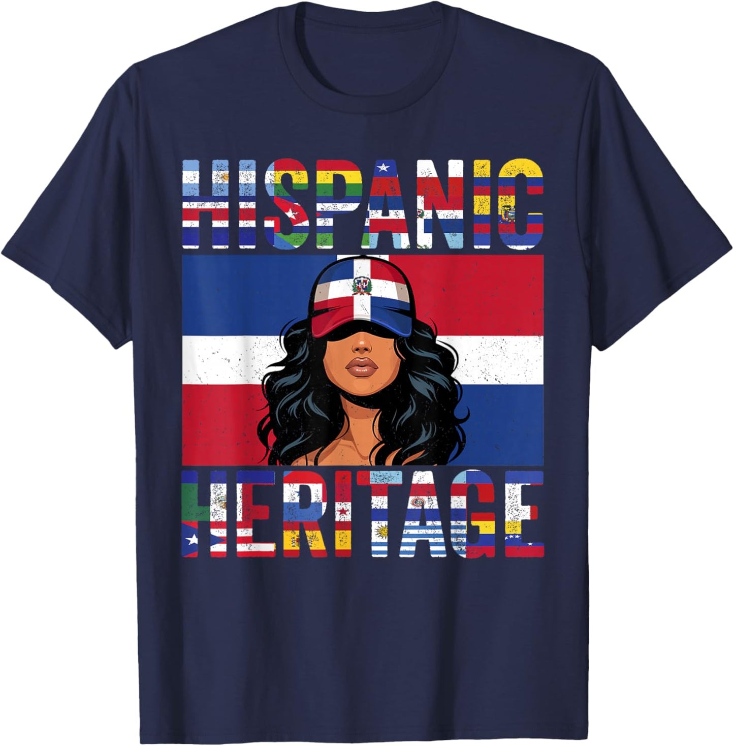 Dominican Republic Hispanic Heritage Proud Dominican Women T-Shirt - T-Shirt | Navy