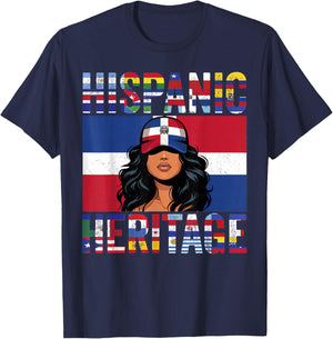 Dominican Republic Hispanic Heritage Proud Dominican Women T-Shirt - T-Shirt | Navy