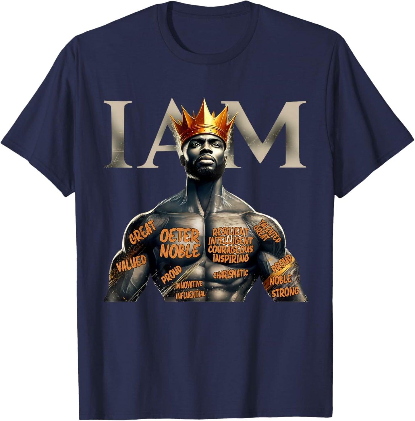 Black History I Am Black Man King Dad Afro Melanin Men T-Shirt - T-Shirt | Navy