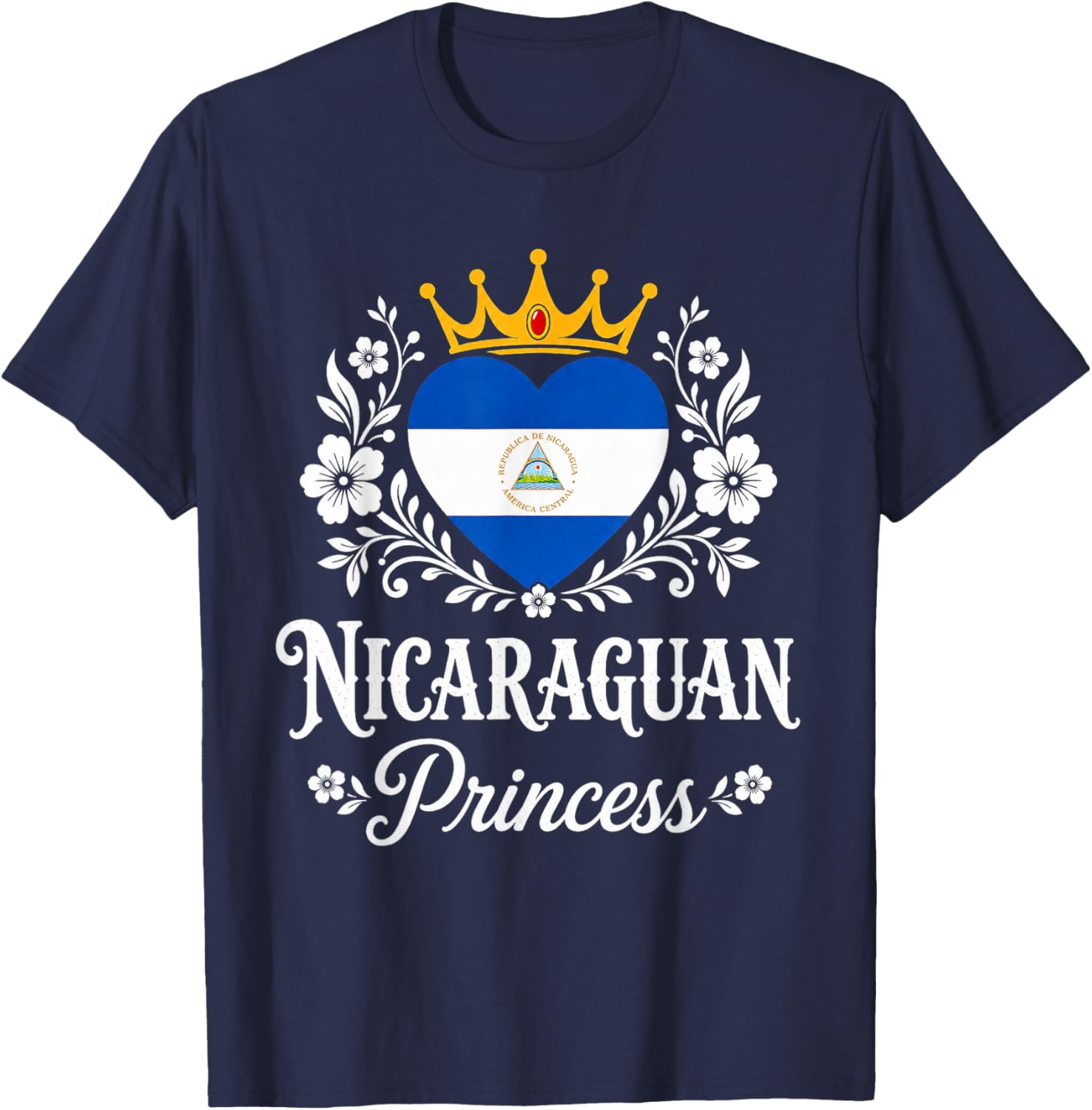 Nicaraguan Princess Nicaragua Flag Proud Nicaraguan Girl T-Shirt - T-Shirt | Navy