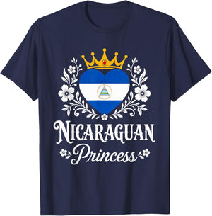 Nicaraguan Princess Nicaragua Flag Proud Nicaraguan Girl T-Shirt - T-Shirt | Navy
