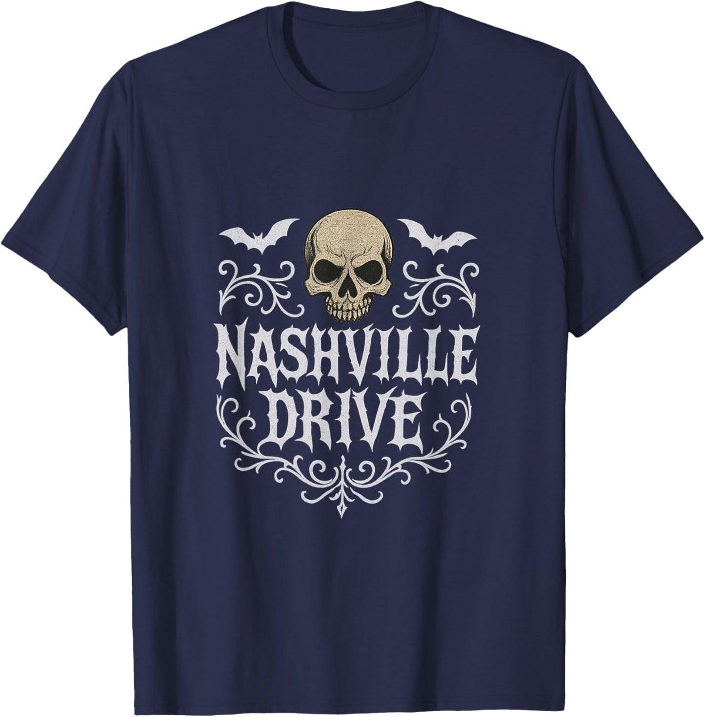 Nashville Drive Skull and Bats T-Shirt - T-Shirt | Navy