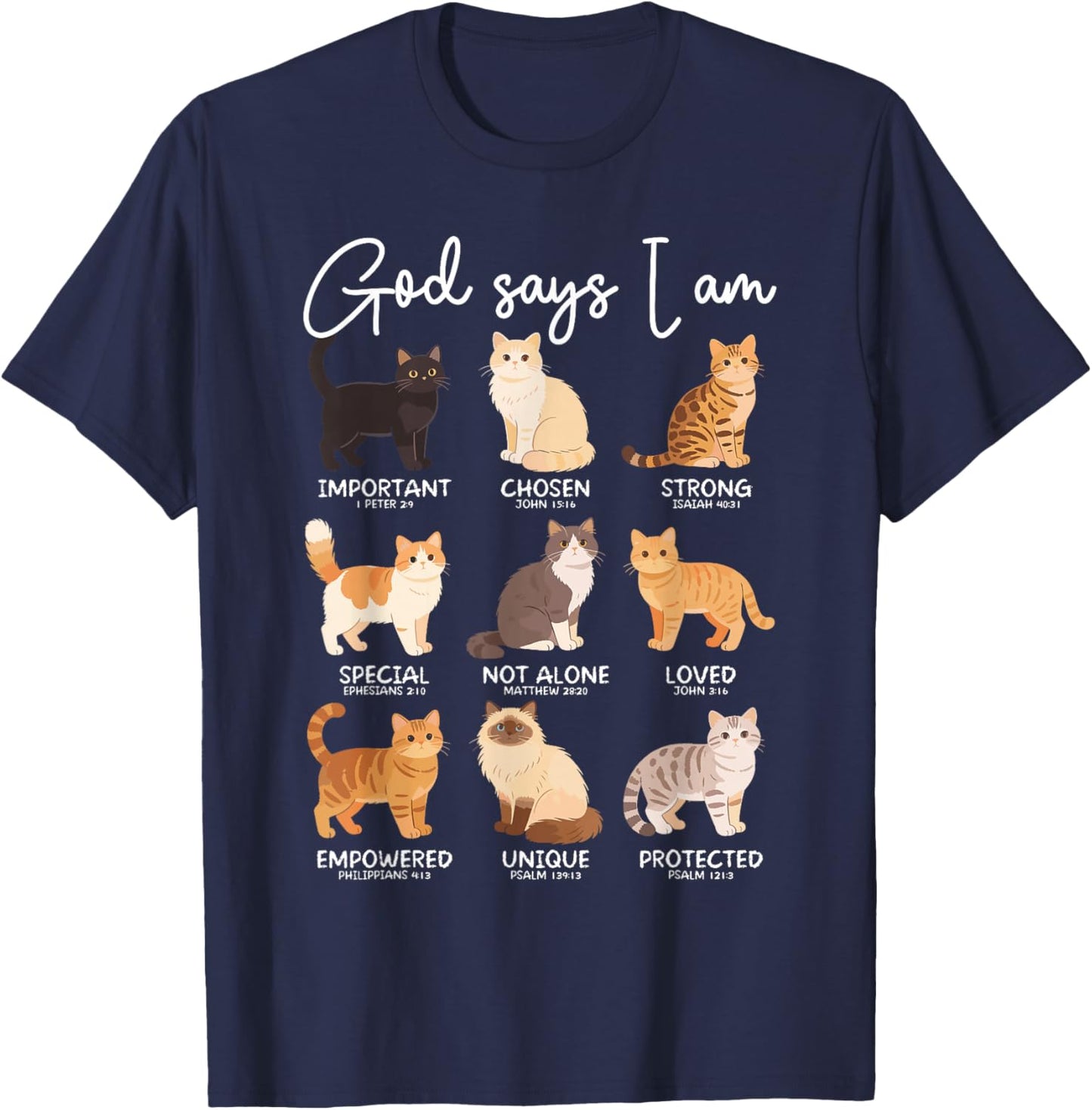 Gott SAGT ich Bin Katze Bibelverse Christlich Spruch T-Shirt - T-Shirt | Navy
