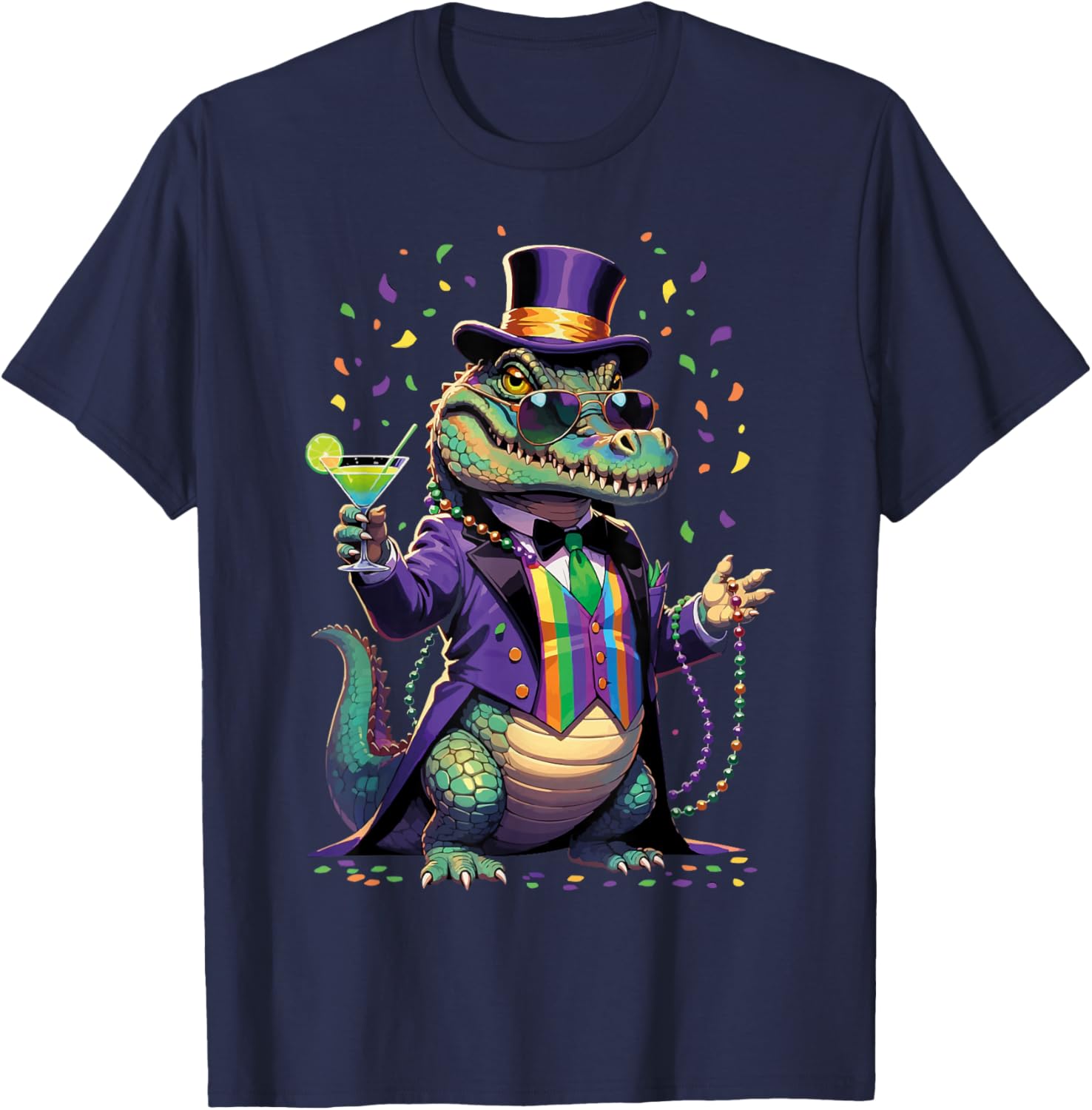 Mardi Gras Alligator Mardigator Costume Men Women T-Shirt - T-Shirt | Navy