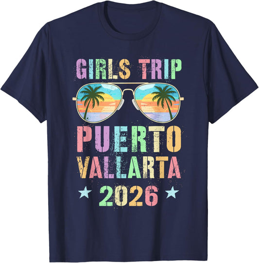 Fabulous Girls Trip Puerto Vallarta 2026 Travel Beaching T-Shirt - T-Shirt | Navy