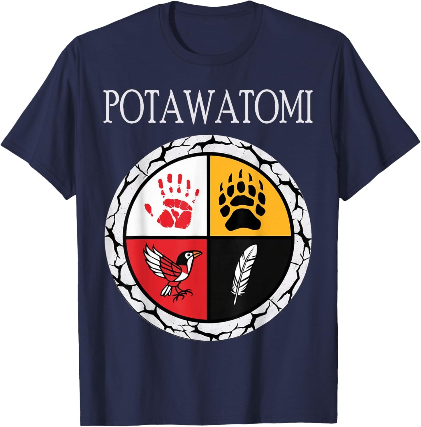 Potawatomi Tribe Native American Medicine Wheel T-Shirt - T-Shirt | Navy